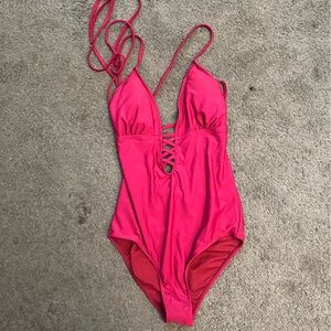 Cyn & Luca Women's Standard One Piece Swimsuit with Self Neck Tie